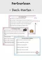 Vorschau - Aufgabenkarten - Partnerlesen / Dialoglesen - Dachkarten (3./4. Klasse) - Deckblatt