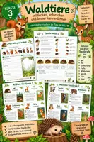 Vorschau - Arbeitsblätter - Waldtiere – Mein Lieblingstier | Steckbriefe, Lesetraining & Tierforscher-Aufgaben - Deckblatt