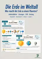 Vorschau - Stundenentwürfe - Die Erde im Weltall | Geographie Klasse 5 | Arbeitsblätter mit Lösungen - Deckblatt