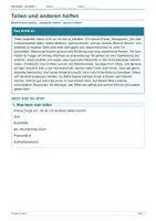 Vorschau - Arbeitsblätter - Arbeitsblatt Religion Klasse 1 – Teilen und anderen helfen - Deckblatt