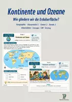 Vorschau - Stundenentwürfe - Kontinente und Ozeane | Geographie Klasse 5 | Arbeitsblätter mit Lösungen - Deckblatt