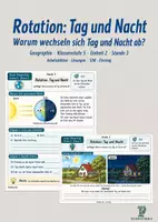 Vorschau - Stundenentwürfe - Rotation: Tag und Nacht | Geographie Klasse 5 | Arbeitsblätter mit Lösungen - Deckblatt