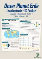 Vorschau - Unterrichtsreihen - Unser Planet Erde | Lernkontrolle Geographie Klasse 5 | 30 Punkte mit Lösungen - Deckblatt