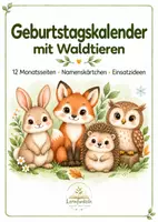 Vorschau - Poster - 🦉Geburtstagskalender mit Waldtieren – 12 Monatsseiten & Namenskärtchen - Deckblatt