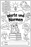 Vorschau - Arbeitsblätter - 2x Deckblatt Werte und Normen Eule - Deckblatt