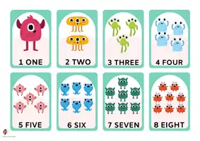 Προεπισκόπηση - Flashcards - Cute Numbers 1–10 Flashcards | English Vocabulary | 2 Sizes - Εξώφυλλο