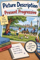 Vorschau - Arbeitsblätter - Picture Description with Present Progressive - Deckblatt