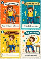 Vorschau - Spiele - Bewegungspausen am Platz - 16 Karten zum Ausschneiden - Seite 1