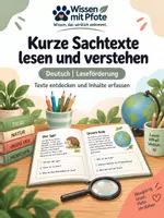 Vorschau - Arbeitsblätter - Kurze Sachtexte lesen & verstehen – Leseförderung Deutsch | Klasse 3–4 - Deckblatt