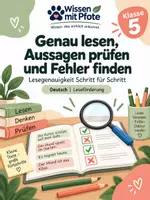 Vorschau - Arbeitsblätter - Genau lesen! Aussagen prüfen & Fehler finden – Lesegenauigkeit trainieren | Klasse 3–4 - Deckblatt