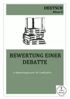 Vorschau - Klassenarbeiten - Bewertungsraster für Lehrkräfte - Debatten Klasse 8 - Deckblatt
