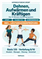 Vorschau - Unterrichtsreihen - Dehnen, Aufwärmen & Kräftigen – komplette Unterrichtsreihe Sport für Klasse 7–10 mit 8 Körperbereichen, Anatomie und Leistungsüberprüfung inklusive Lösungen - Deckblatt