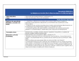 Vista previa - Unidades / Secuencias / Situaciones de Aprendizaje - SECUENCIA DIDACTICA COMPLETA ESTADOS DE LA MATERIA - página 1