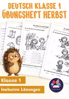 Vorschau - Arbeitsblätter - Herbst Deutsch Klasse 1 - Übungsheft Anfangsunterricht | Leseübungen, erstes Schreiben, Silben, Anlaute - Deckblatt