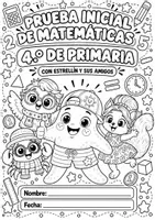 Vista previa - Hojas de trabajo - Prueba inicial de Matemáticas 4.º de Primaria Evaluación + solucionario - Portada