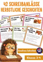 Vorschau - Stationenlernen - 42 Schreibanlässe für herbstliche Geschichten - Kreatives Schreiben | Herbst Deutsch Klasse 3 & 4 - Deckblatt