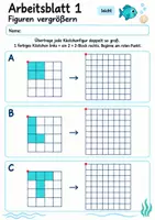 Vorschau - Arbeitsblätter - Figuren im Raster vergrößern Klasse 4 | Mathematik Klasse 4 | 10 Arbeitsblätter als PDF - Seite 1