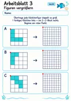 Vorschau - Arbeitsblätter - Figuren im Raster vergrößern Klasse 4 | Mathematik Klasse 4 | 10 Arbeitsblätter als PDF - Seite 3