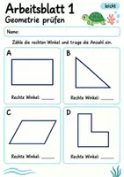 Vorschau - Arbeitsblätter - Lernzielkontrolle Geometrie Klasse 4 | Mathematik Klasse 4 | 10 Arbeitsblätter als PDF - Seite 1