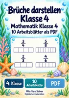 Vorschau - Arbeitsblätter - Brüche darstellen Klasse 4 | Mathematik Klasse 4 | 10 Arbeitsblätter als PDF - Deckblatt