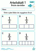 Vorschau - Arbeitsblätter - Brüche darstellen Klasse 4 | Mathematik Klasse 4 | 10 Arbeitsblätter als PDF - Seite 1