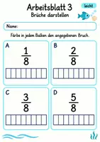 Vorschau - Arbeitsblätter - Brüche darstellen Klasse 4 | Mathematik Klasse 4 | 10 Arbeitsblätter als PDF - Seite 3