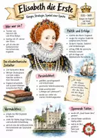 Vorschau - Arbeitsblätter - Lernplakat + Arbeitsblätter "Elisabeth die Erste" + Lösung & MP3 + - Deckblatt