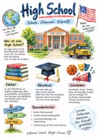 Vorschau - Arbeitsblätter - Lernplakat + Arbeitsblätter "High School" + Lösung & MP3 + Mindmap + Infografik - Deckblatt