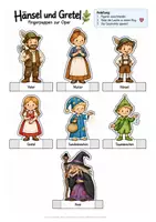 Vorschau - Mal- und Bastelvorlagen - Hänsel und Gretel – Fingerpuppen zur Oper | Bastelvorlagen für Musik, Deutsch & Rollenspiel - Seite 1