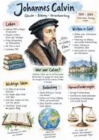Vorschau - Arbeitsblätter - Lernplakat + Arbeitsblätter "Johannes Calvin" + Lösung & MP3 + Infografik - Deckblatt