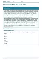 Vorschau - Arbeitsblätter - Arbeitsblatt Religion Klasse 3 – Die Entstehung der Welt in der Bibel - Deckblatt