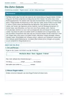 Vorschau - Arbeitsblätter - Arbeitsblatt Religion Klasse 3 – Die Zehn Gebote - Deckblatt