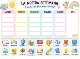 anteprima - Materiale di supporto/inclusione - La nostra settimana – Agenda visiva settimanale con materie | Scuola primaria - Pagina di copertina