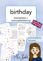 Vorschau - Arbeitsblätter - birthday_Arbeitsblätter und Leistungsfeststellung - Deckblatt