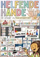Vorschau - Poster - Klassendienste Schilder - Helfende Hände / Klassenmanagement Dienst Ämter - Deckblatt