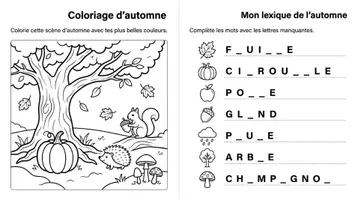 Aperçu - Feuilles d'exercices - Cahier passe temps L’automne - Français primaire - Page 1