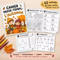 Aperçu - Feuilles d'exercices - Cahier passe temps L’automne - Français primaire - Page de couverture