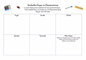 Vorschau - Arbeitsblätter - AB Versteckte Körper im Klassenzimmer - Deckblatt