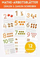 Vorschau - Arbeitsblätter - Ziffern 1-10 schreiben & zählen | Zahlen schreiben lernen - Herbst | Arbeitsblätter & Lernblätter - Mathe Kita, Vorschule, Kindergarten & Klasse 1 - Deckblatt