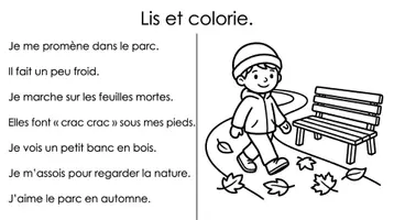 Aperçu - Feuilles d'exercices - Lecture et colororiage - passe temps L’automne - Page 3