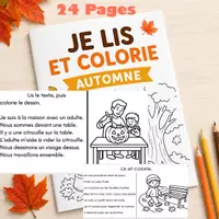Aperçu - Feuilles d'exercices - Lecture et colororiage - passe temps L’automne - Page de couverture