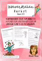 Vorschau - Arbeitsblätter - Leseverstehen Herbst – Lesetexte Klasse 2–3 - Deckblatt