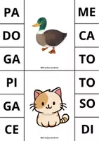 Vista previa - Hojas de trabajo - 60 tarjetas. Empareja las 2 sílabas. Etapa pre-lectora. - página 1