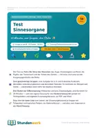 Vorschau - Fördermaterial/Inklusion - Sinnesorgane Test Biologie Klasse 5 6 - Deckblatt