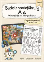 Vorschau - Arbeitsblätter - Buchstabeneinführung Aa - Wimmelbild + Hörtext - Deckblatt