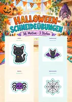 Vorschau - Arbeitsblätter - Halloween-Schneideübungen | 36 Motive - Deckblatt