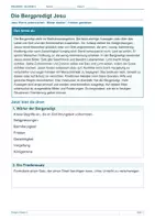 Vorschau - Arbeitsblätter - Arbeitsblatt Religion Klasse 4 – Die Bergpredigt Jesu - Deckblatt