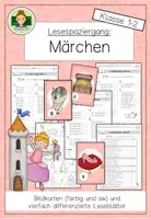 Vorschau - Arbeitsblätter - Märchen: Differenzierter Lesespaziergang Klasse 1-2 (Lesen Leseförderung Grundschule Deutsch) - Deckblatt