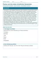 Vorschau - Arbeitsblätter - Arbeitsblatt Religion Klasse 4 – Paulus und die ersten christlichen Gemeinden - Deckblatt