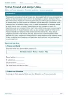 Vorschau - Arbeitsblätter - Arbeitsblatt Religion Klasse 4 – Petrus: Freund und Jünger Jesu - Deckblatt